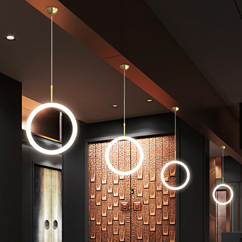 Circular Chandelier Lamp Nordic Acrylic 1/3 Lights Gold Hanging Light Kit for Restaurant