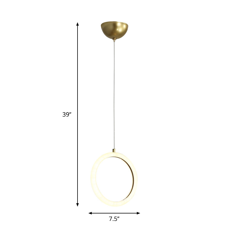 Circular Chandelier Lamp Nordic Acrylic 1/3 Lights Gold Hanging Light Kit for Restaurant