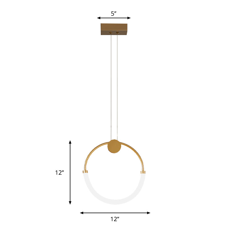 Acrylic Circular Chandelier Lamp Nordic 1/3 Bulbs Gold Pendant Lighting Fixture in Warm/White Light