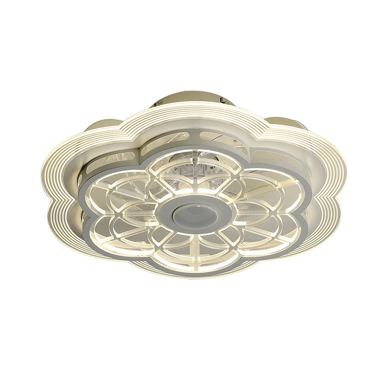 Acrylbloemplafondventilator Verlampte Modern 19,5 "W LED Semi Mount Lighting in wit voor slaapkamer