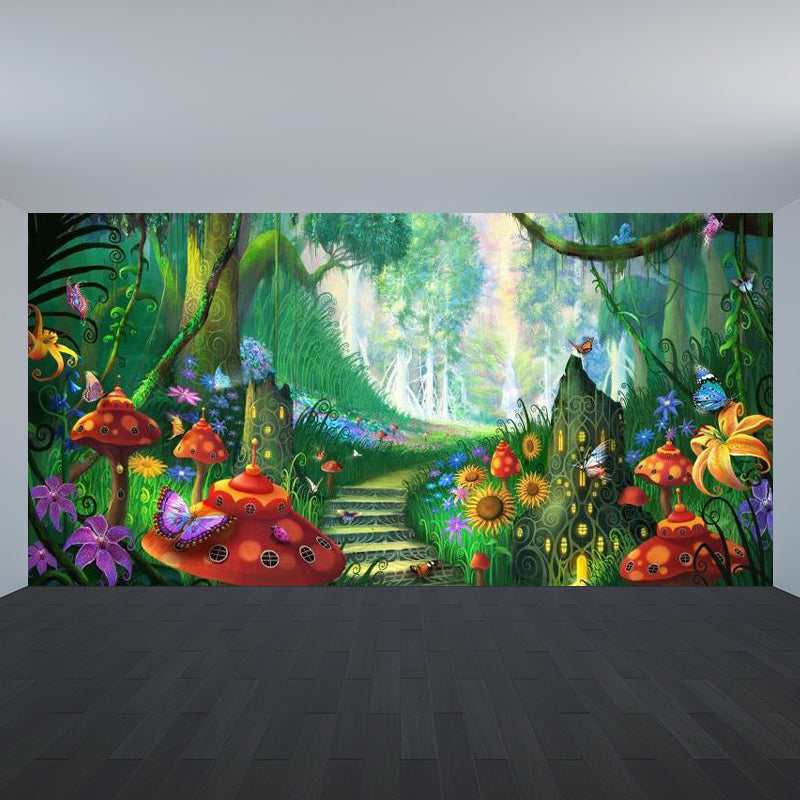 Green Wonderland Wall Mural Decal Moisture Resistant Kids Style Bedroom Wall Art