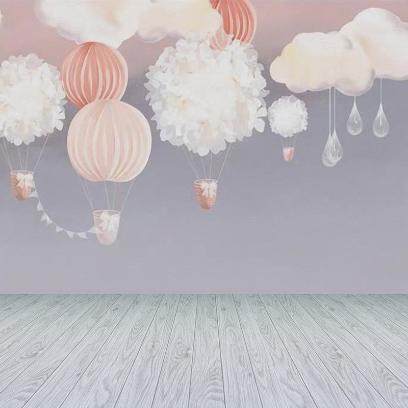 Balloon and Cloud Print Mural Cartoon Washable Baby Room Wall Covering, Made to Measure