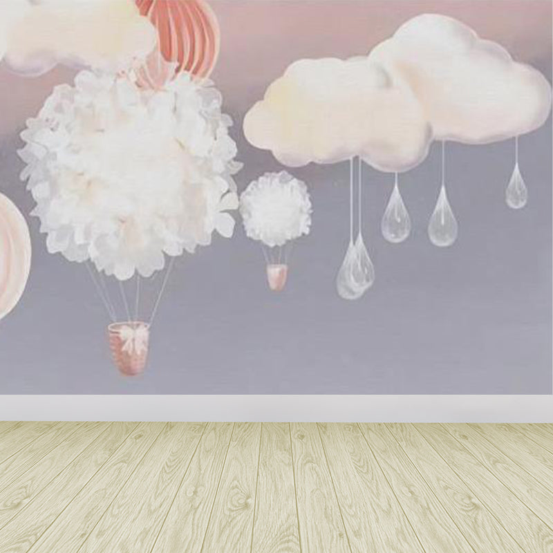 Balloon and Cloud Print Mural Cartoon Washable Baby Room Wall Covering, Made to Measure