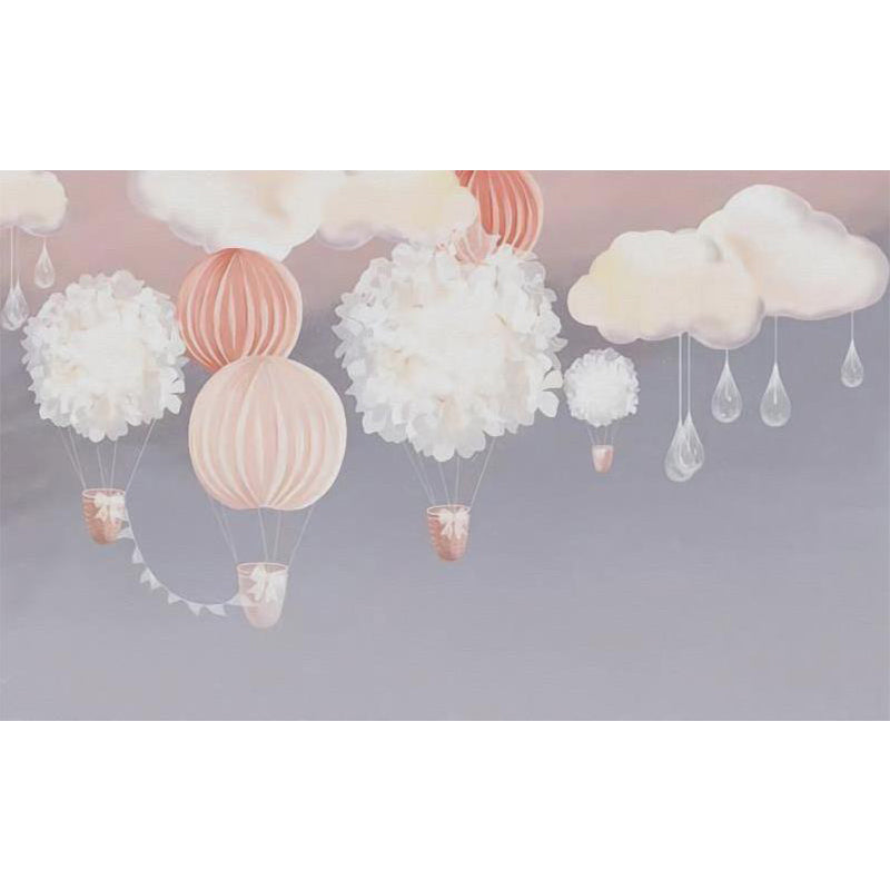 Balloon and Cloud Print Mural Cartoon Washable Baby Room Wall Covering, Made to Measure