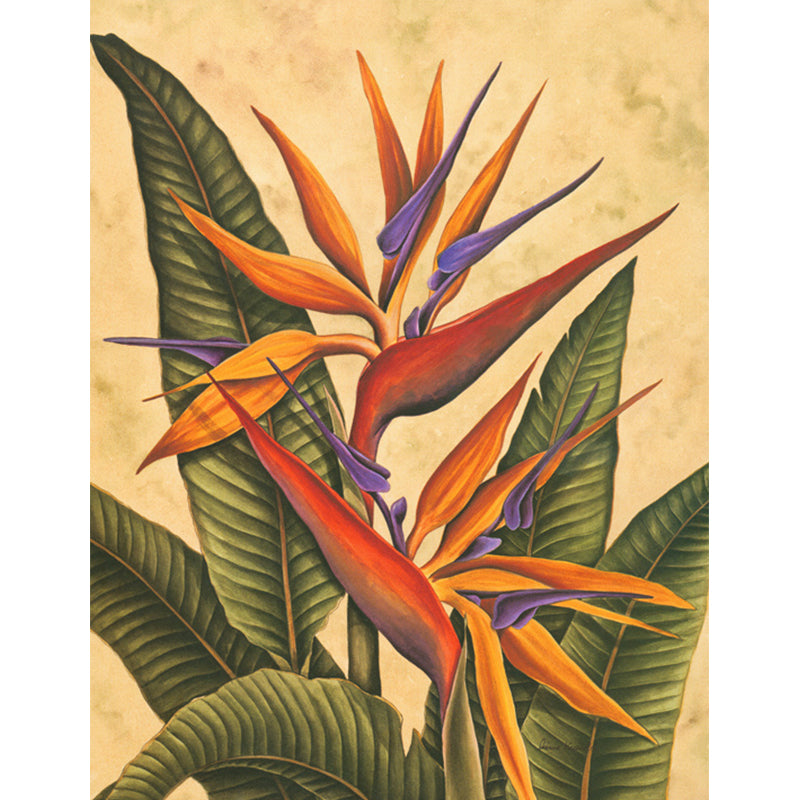 Giant Tropical Mural Decal in Yellow Flower Print Wall Art, Custom Size Available