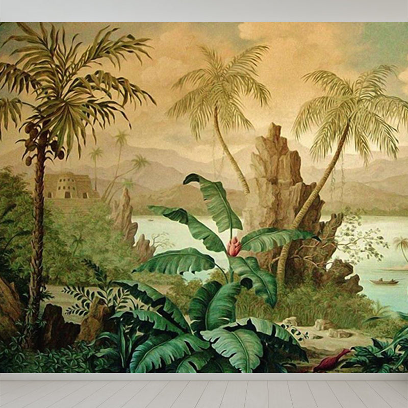 Lush Trees and Leaves Mural Decal for Dining Forest Landscape Wall Art, Personalized