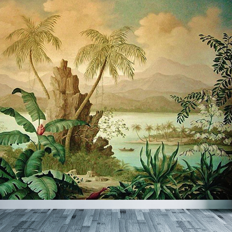 Lush Trees and Leaves Mural Decal for Dining Forest Landscape Wall Art, Personalized