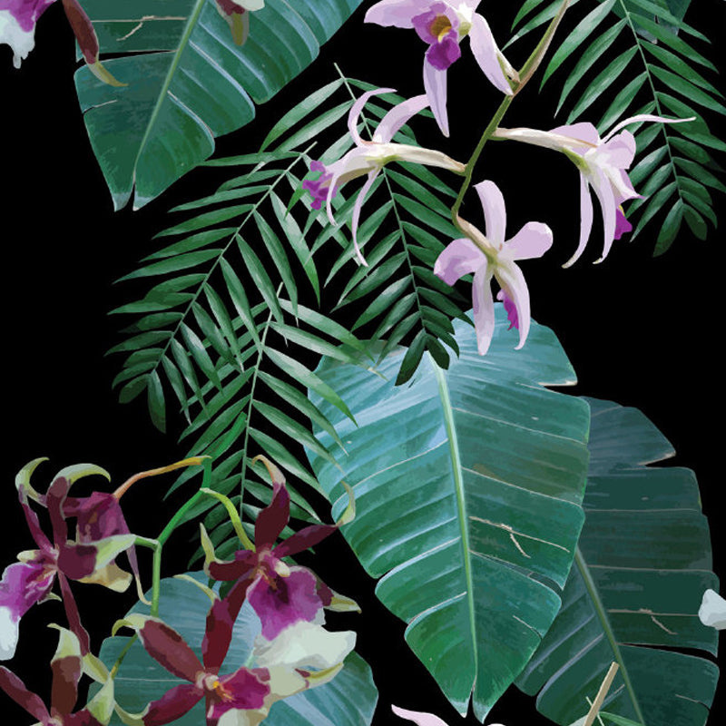 Water Resistant Botanical Wall Mural Non-Woven Tropical Wall Decor for Dining Room