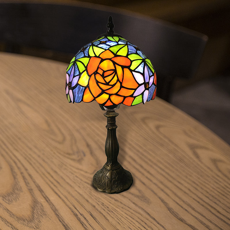 Sonnenblume Tischbeleuchtung Buntglas 1 Leuchtdose Tiffany Stil Dekorative Tischlampe in orange-lila/orange-grün/orangeblau