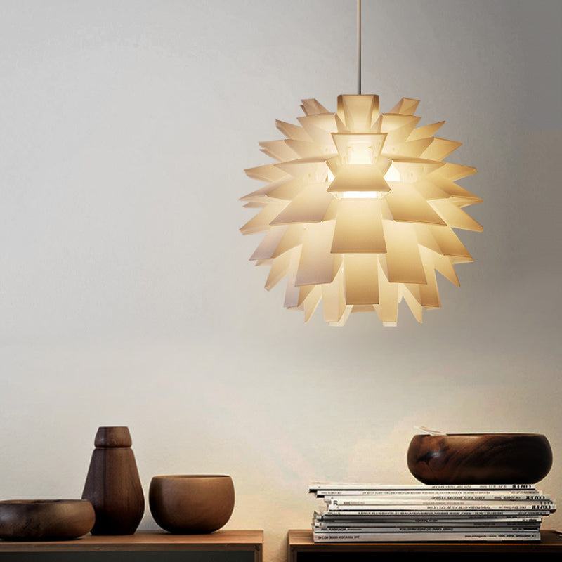 Contemporary Pine Cone Suspension Light Plastic 1 Head Living Room Ceiling Pendant Light in White