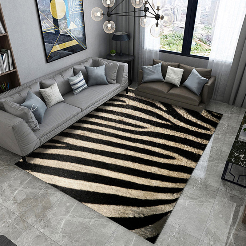 Casual Modern Rug in Grey and Brown Animal Leaf Peacock Feather Pattern Rug Polyester Non-Slip Carpet for Home Decor