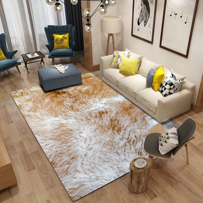 Modern Living Room Rug in Black and Orange Animal Giraffe Tiger Leopard Print Rug Polyester Non-Slip Area Rug