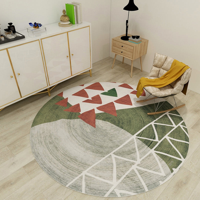 Modern Living Room Rug in Black and Blue Color Block Print Rug Polyester Stain-Resistant Area Rug