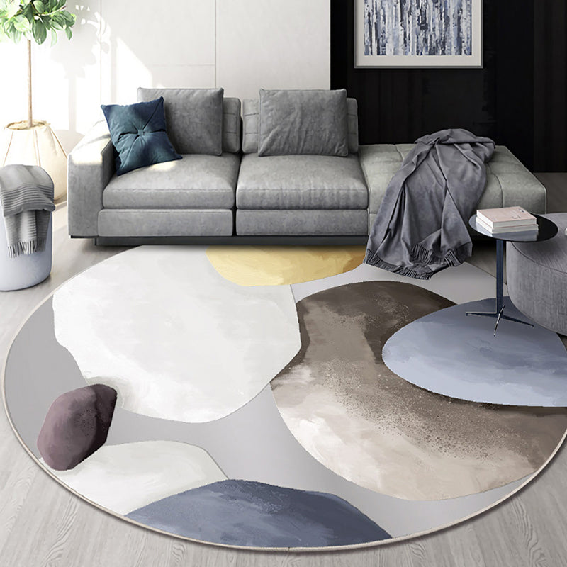 Multicolor Bedroom Rug Contemporary Colorblock Rug Washable Pet Friendly Non-Slip Backing Carpet