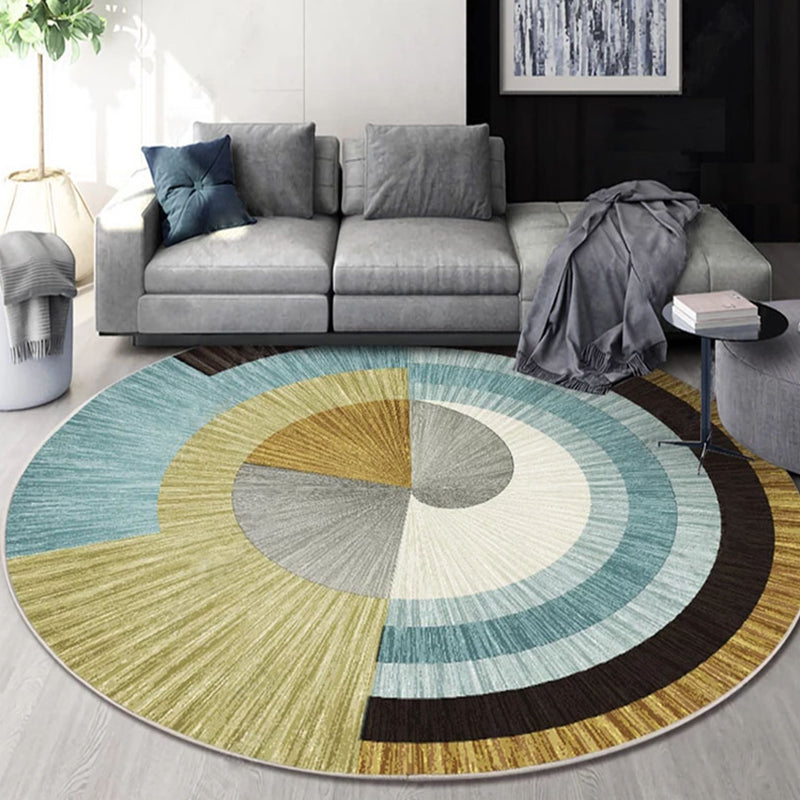 Multicolor Bedroom Rug Contemporary Colorblock Rug Washable Pet Friendly Non-Slip Backing Carpet