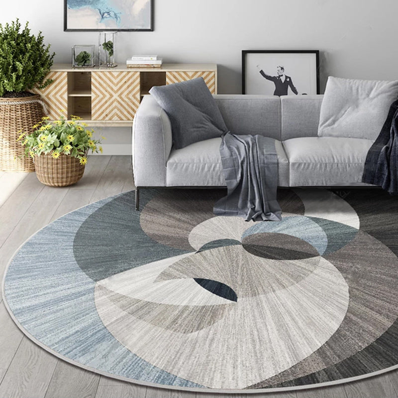 Multicolor Bedroom Rug Contemporary Colorblock Rug Washable Pet Friendly Non-Slip Backing Carpet