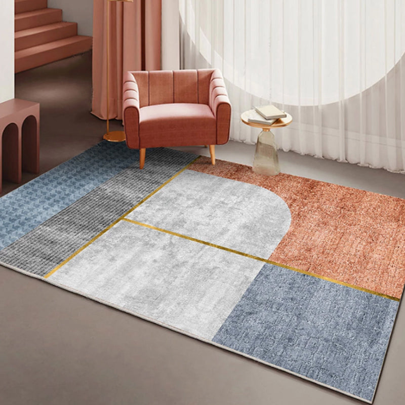 Novelty Colorblock Abstract Living Room Rug Polyester Novelty Abstract Rug Washable Pet Friendly Carpet