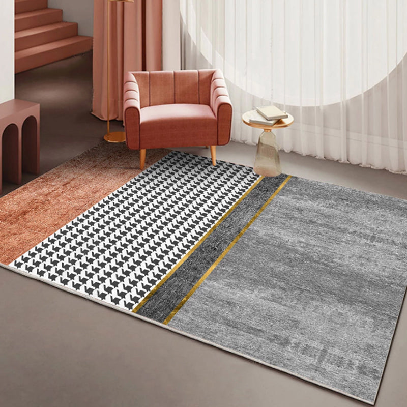 Novelty Colorblock Abstract Living Room Rug Polyester Novelty Abstract Rug Washable Pet Friendly Carpet