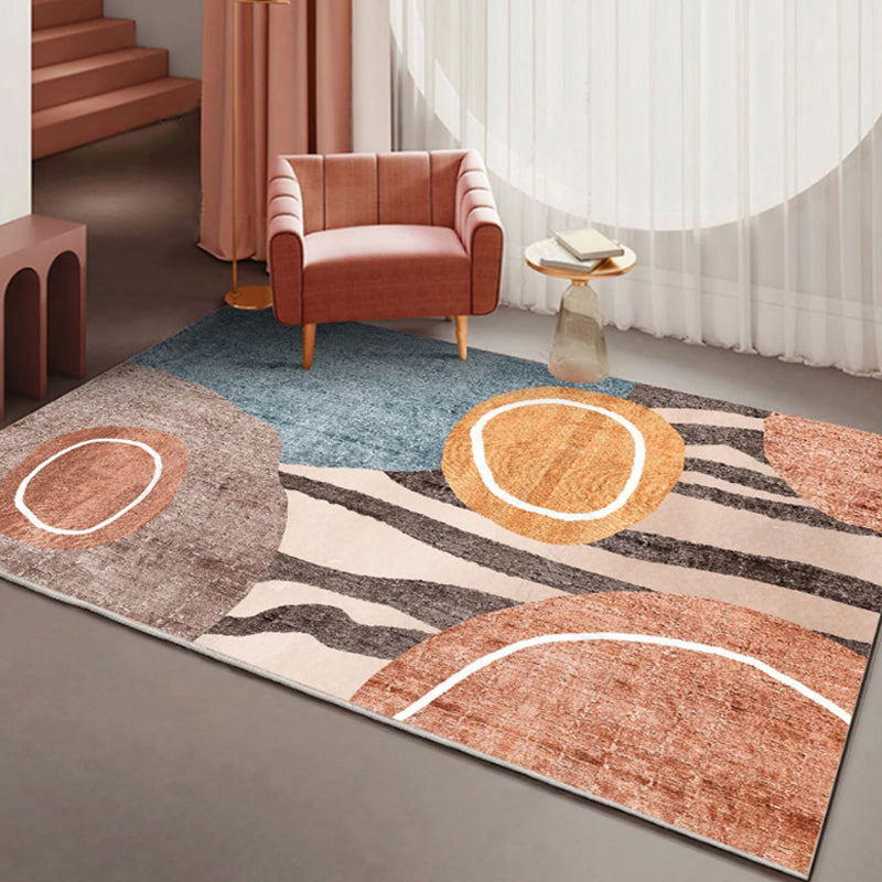 Novelty Colorblock Abstract Living Room Rug Polyester Novelty Abstract Rug Washable Pet Friendly Carpet