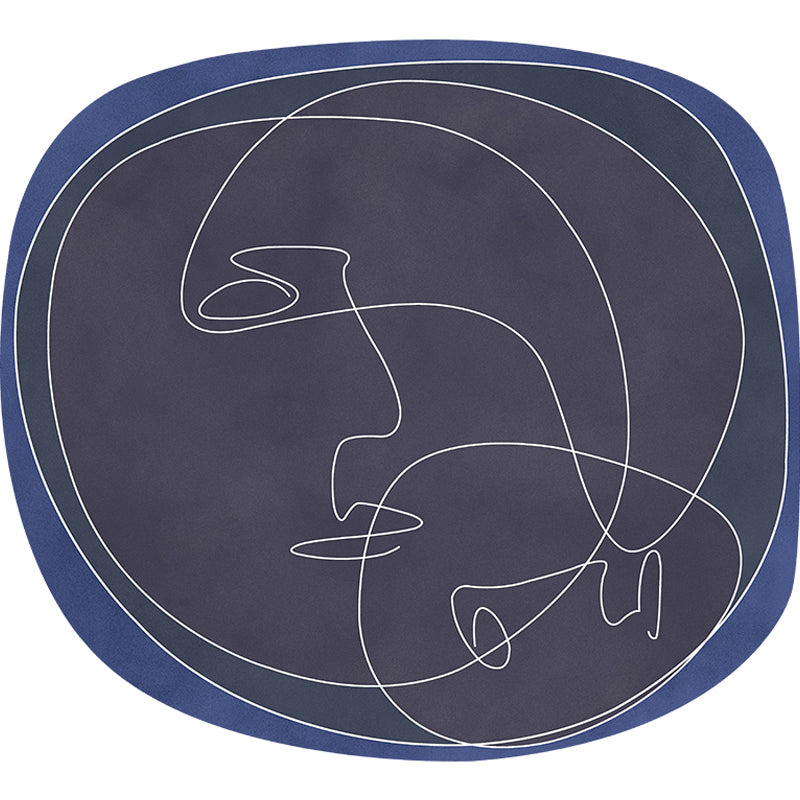 Black and Orange Irregular Rug Bedroom Novelty Abstract Hand-painted Pattern Area Rug Polyester Machine Washable Carpet