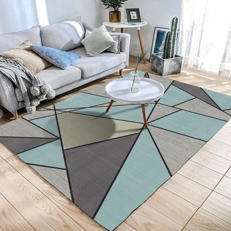 Nordic Geometric Pattern Rug Polyester Modernist Rug Pet Friendly Anti-Slip Backing Area Rug for Living Room