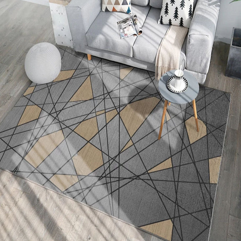 Nordic Geometric Pattern Rug Polyester Modernist Rug Pet Friendly Anti-Slip Backing Area Rug for Living Room