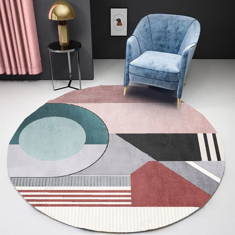 Unique Nordic Rug Colorblock Rug Washable Pet Friendly Anti-Slip Backing Washable Area Rug for Living Room