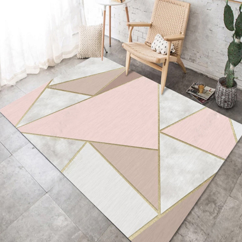 Colorblock Geometric Living Room Rug Polyester Novelty Abstract Rug Washable Pet Friendly Carpet