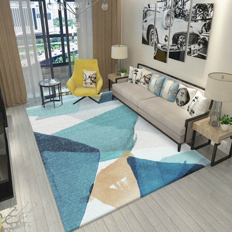 Colorblock Geometric Living Room Rug Polyester Novelty Abstract Rug Washable Pet Friendly Carpet