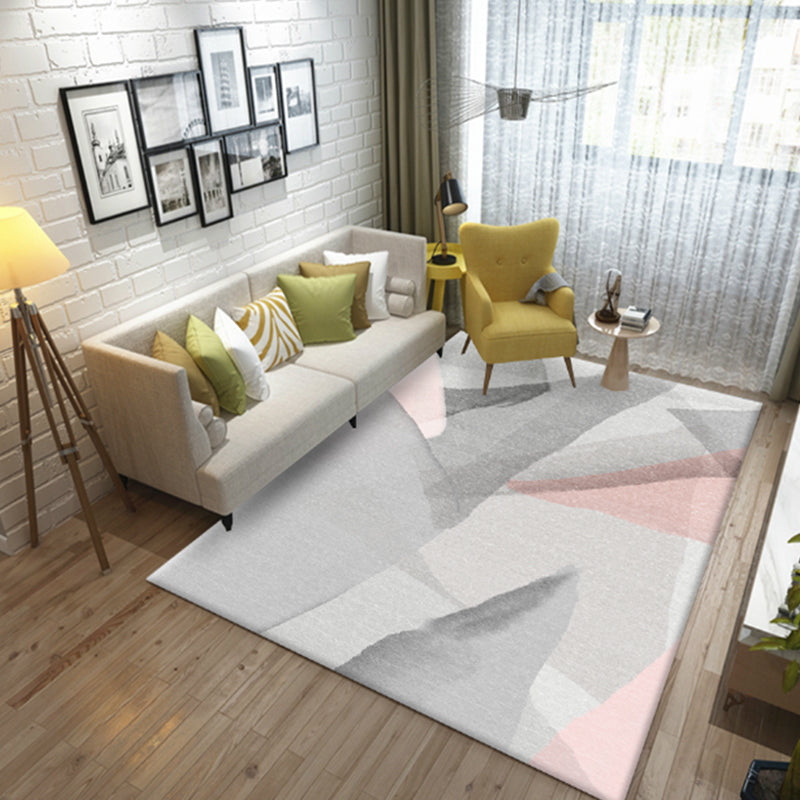 Colorblock Geometric Living Room Rug Polyester Novelty Abstract Rug Washable Pet Friendly Carpet