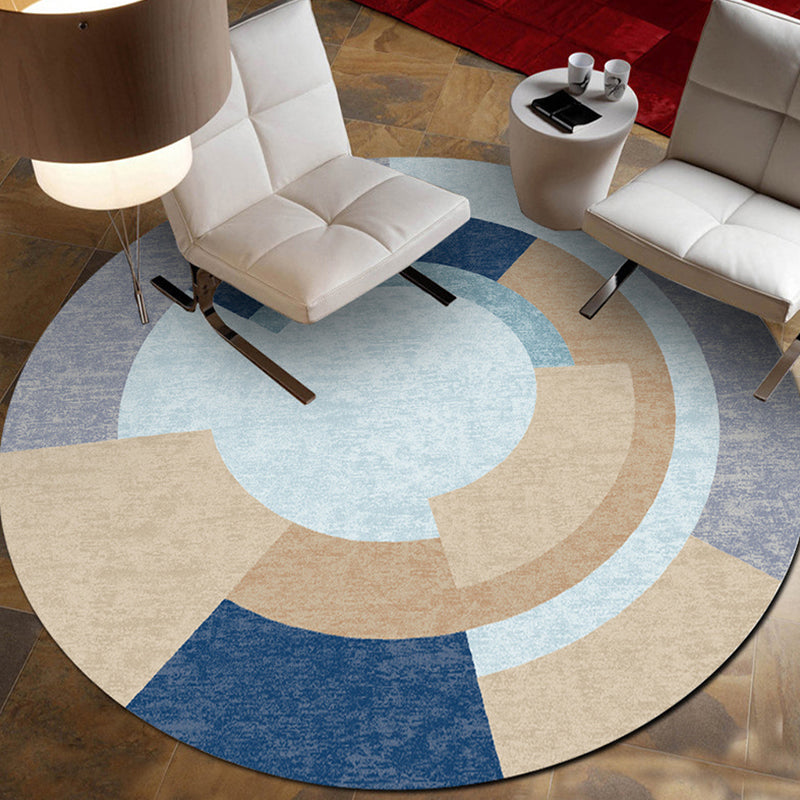 Novelty Concentric Circles Pattern Rug Multicolor Polyester Rug Pet Friendly Washable Carpet for Living Room