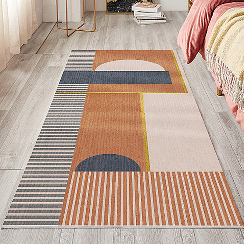Stylish Modernist Rug Multicolor Striped Pat term Rug Washable Pet Friendly Non-Slip Carpet for Bedroom