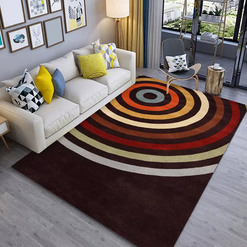 Casual Colorblock Geometric Pattern Rug Multicolor Polyester Rug Washable Non-Slip Pet Friendly Carpet for Living Room