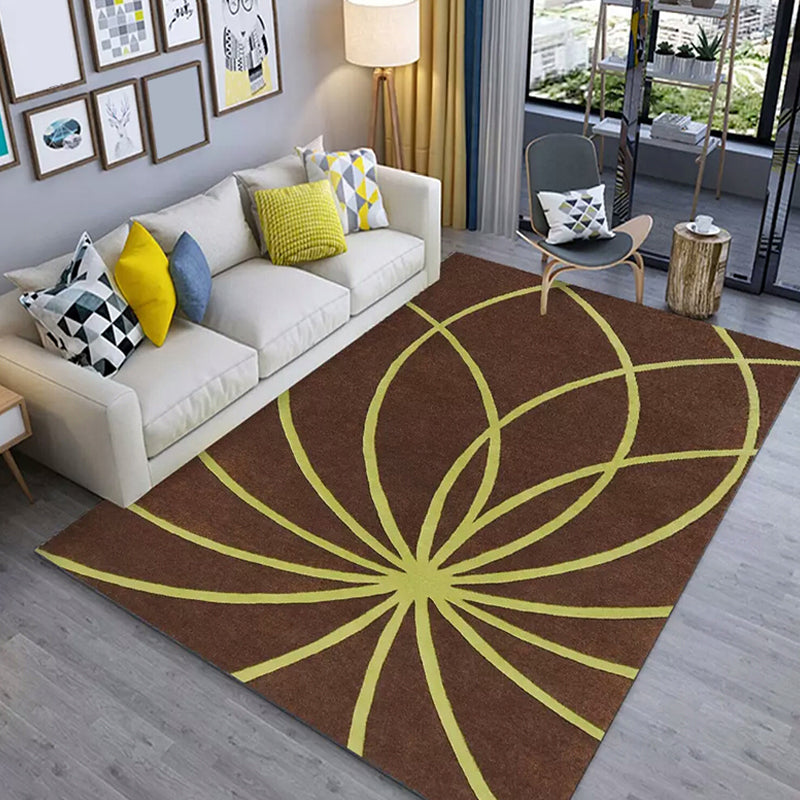 Casual Colorblock Geometric Pattern Rug Multicolor Polyester Rug Washable Non-Slip Pet Friendly Carpet for Living Room