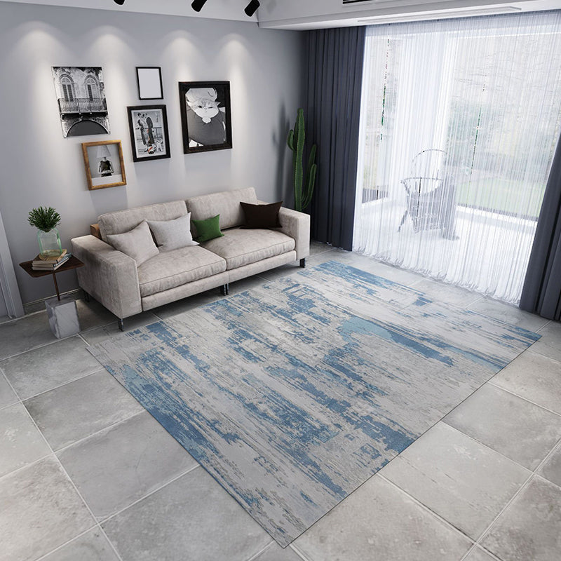 Grey Industrial Rug Flannel Abstract Rug Pet Friendly Washable Anti-Slip Backing Carpet for Living Room