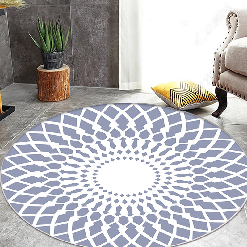 Modernist Living Room Rug Geometric Pattern Rug Polyester Washable Anti-Slip Pet Friendly Area Rug