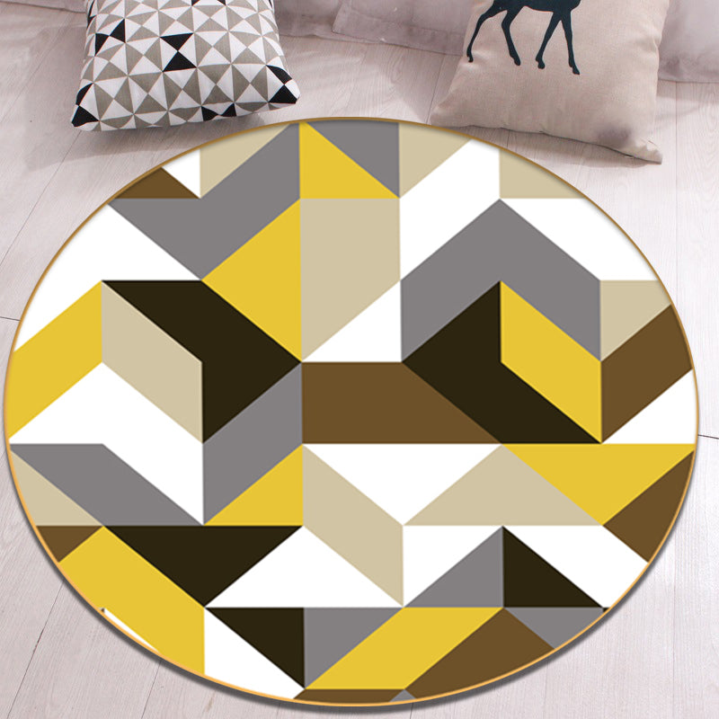 Modernist Living Room Rug Geometric Pattern Rug Polyester Washable Anti-Slip Pet Friendly Area Rug