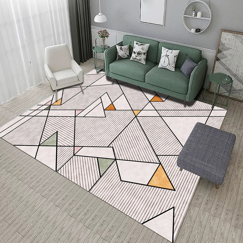 Contemporary Living Room Rug Yellow and Green Striped Pattern Rug Polyester Washable Anti-Slip Pet Friendly Area Rug