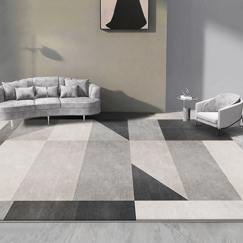 Unique Abstract Rug Blue and Grey Contemporary Rug Polyester Pet Friendly Washable Area Rug for Living Room