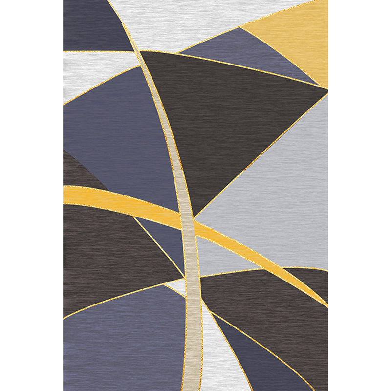 Stylish Colorblock Rug Black and Purple Modern Rug Polyester Washable Pet Friendly Anti-Slip Carpet for Living Room