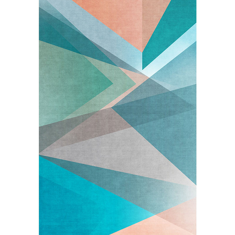 Unique Colorblock Rug Blue and Green Contemporary Rug Polyester Pet Friendly Washable Area Rug for Living Room