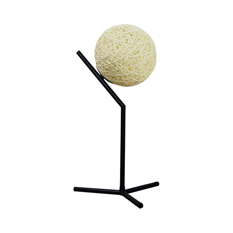 Lámpara de mesa de mesa de mesa de 1 luce estilo lodge de mano con sombra de globo en blanco