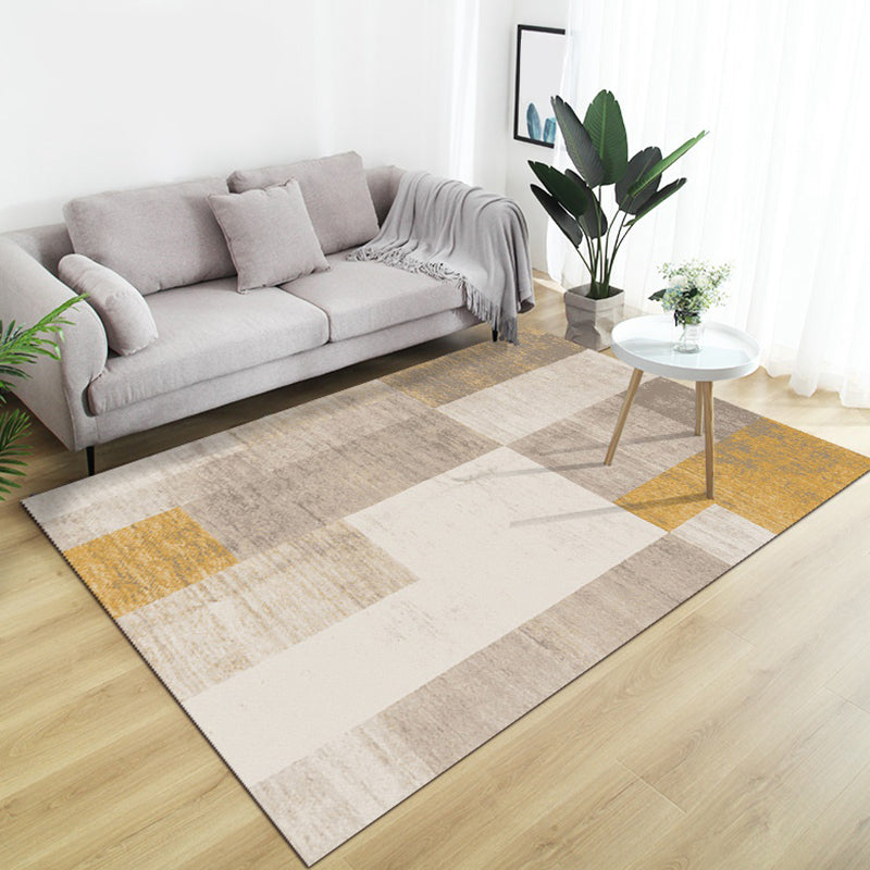 Fancy Abstract Rug Brown Contemporary Rug Polyester Pet Friendly Washable Area Rug for Living Room