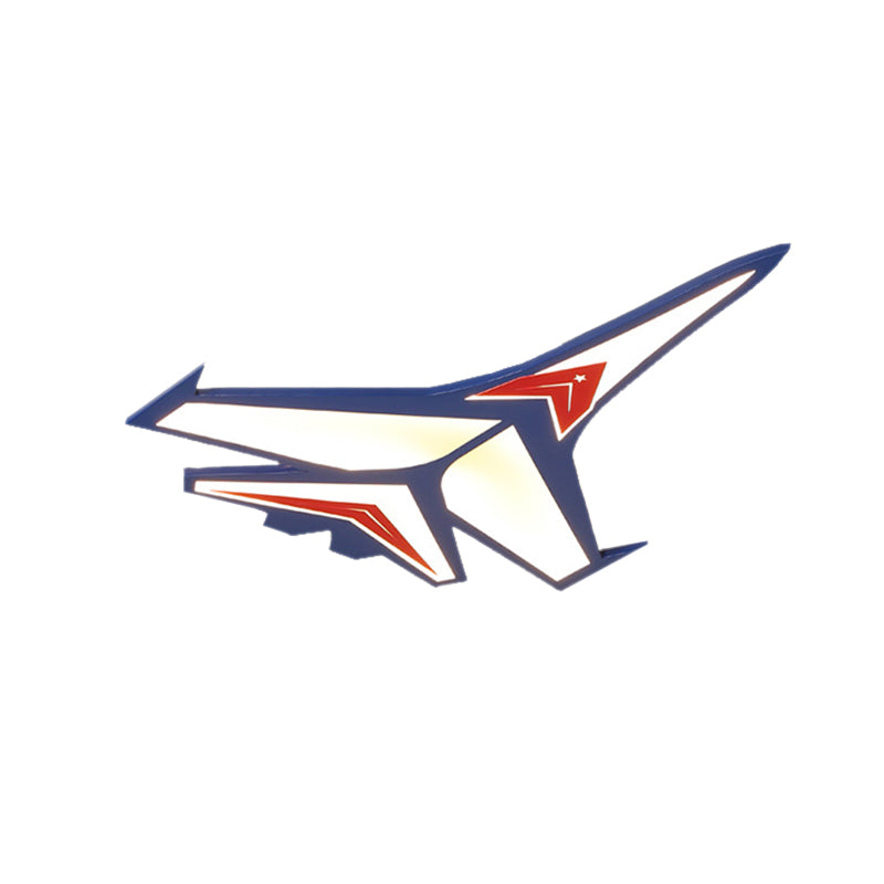 Plafonnier encastré en forme d'avion pour chambre de garçon, plafonnier contemporain en acrylique bleu froid