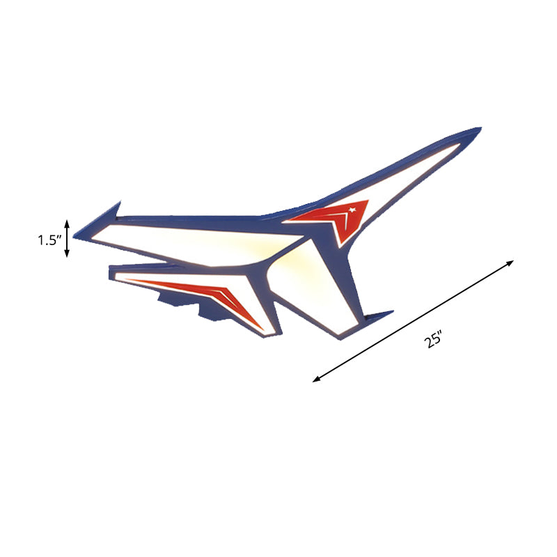 Niños Dormitorio Avión A Ras De Techo Luz De Techo Acrílico Azul Fresco Lámpara De Techo Azul