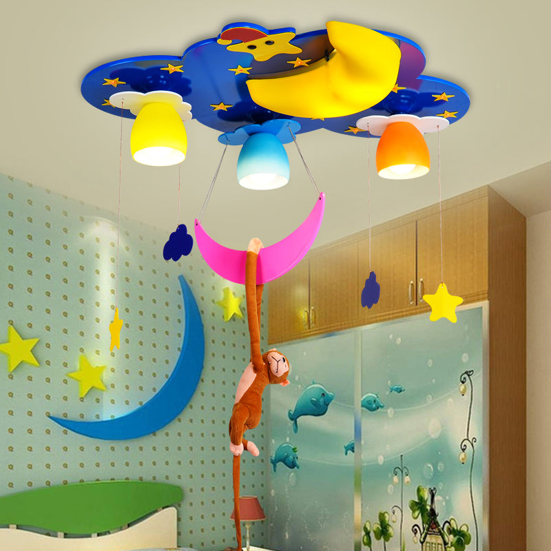 Lampe encastrée colorée avec vue nocturne, luminaire de plafond moderne en métal avec argent suspendu pour adolescents