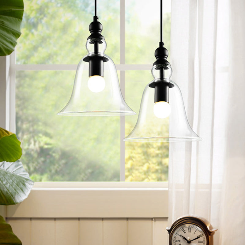 Bell Ceiling Pendant Light Contemporary Glass 1 Light Black Hanging Ceiling Light