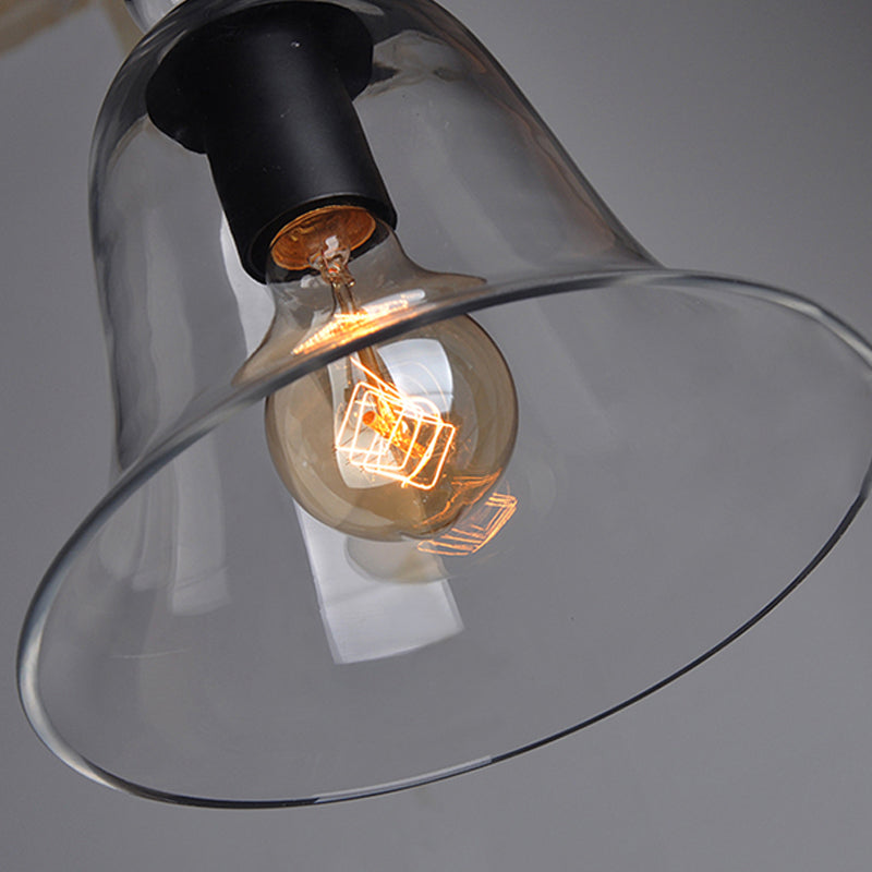 Luz de colgante de techo de campanina Vidrio contemporáneo 1 luz de techo colgante negro