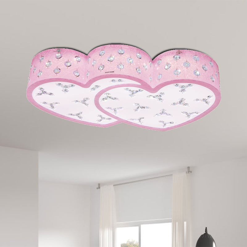 Modernism LED Flush Lamp Pink Loving Heart Ceiling Mounted Fixture with Acrylic Shade