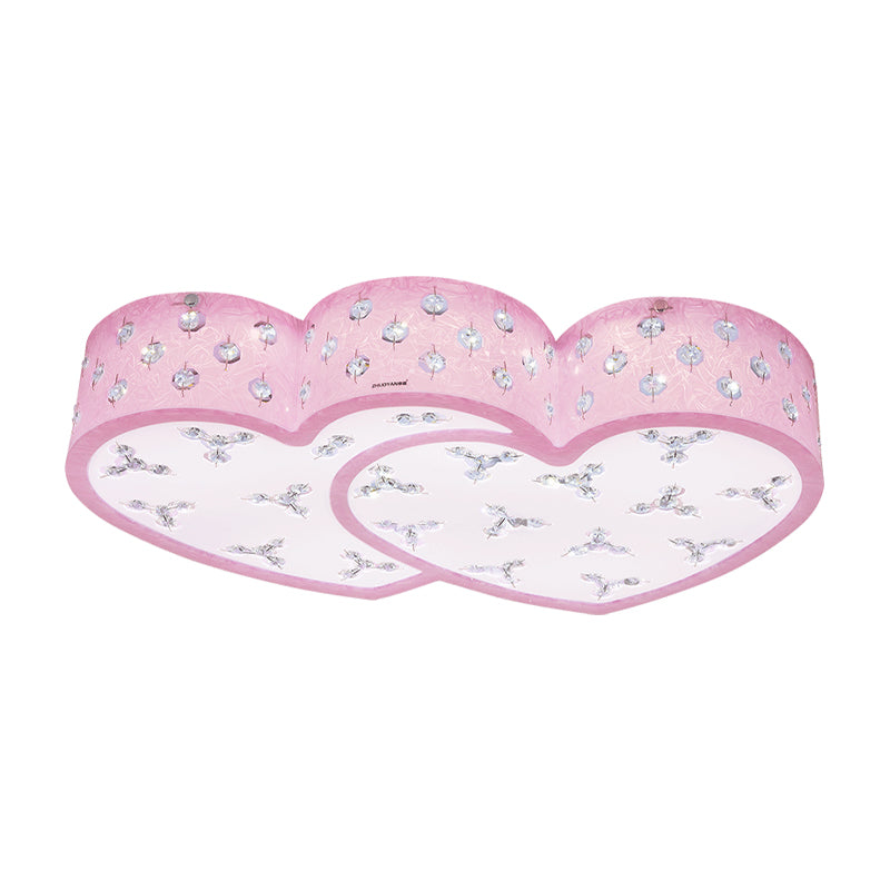 Modernism LED Flush Lamp Pink Loving Heart Ceiling Mounted Fixture with Acrylic Shade